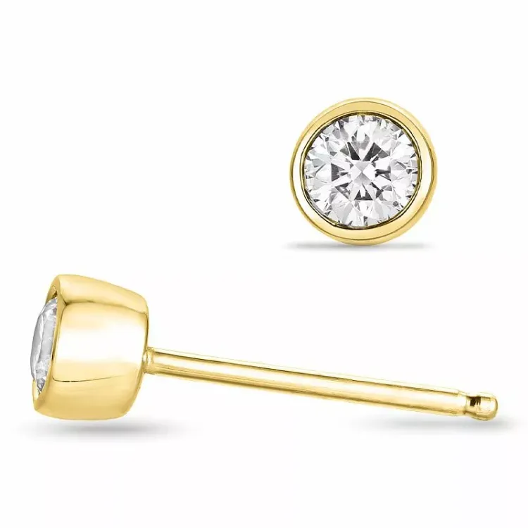 diamant solitaireørepynt i 14 karat gull med diamant