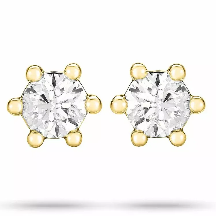2 x 0,20 ct solitaireørepynt i 14 karat gull med diamant 