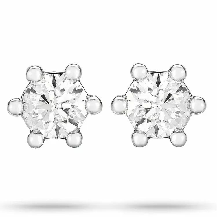 2 x 0,20 ct diamant solitaireørepynt i 14 karat hvitt gull med diamant 