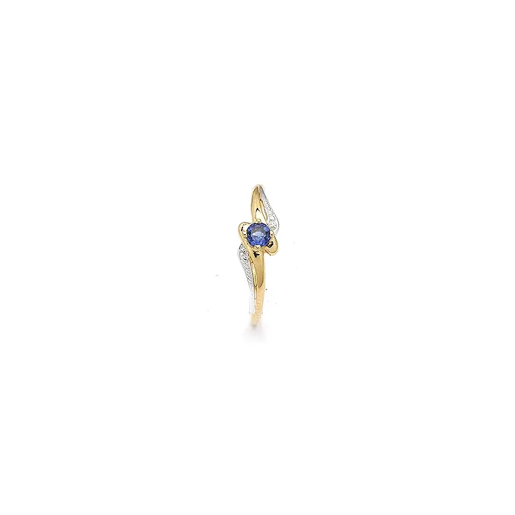 Blå ring i 9 karat gull med 9 karat hvitt gull