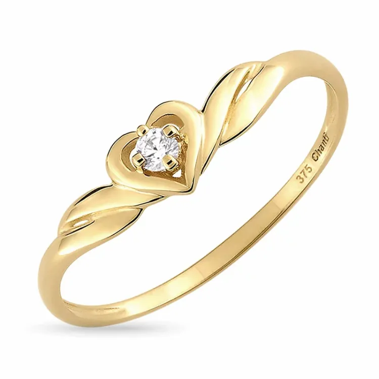 hjerte ring i 9 karat gull - Gold Collection