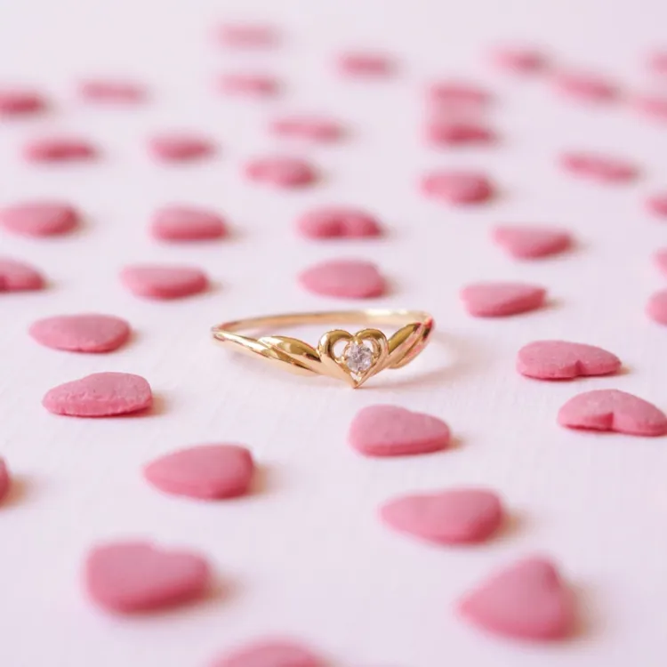 hjerte ring i 9 karat gull - Gold Collection
