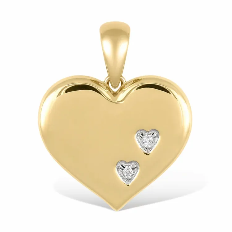 hjerte anheng i 9 karat gull med rhodium