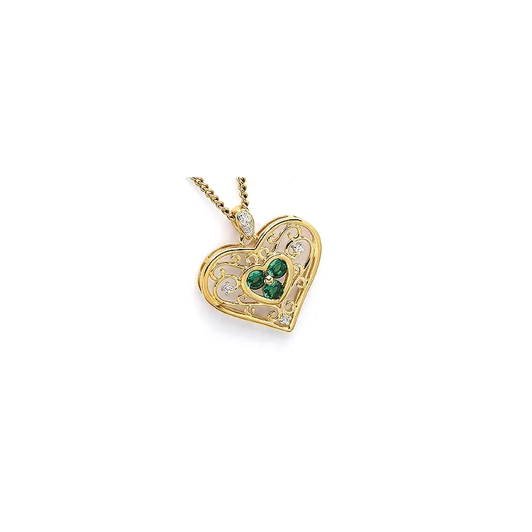 hjerte anheng i 9 karat gull med rhodium