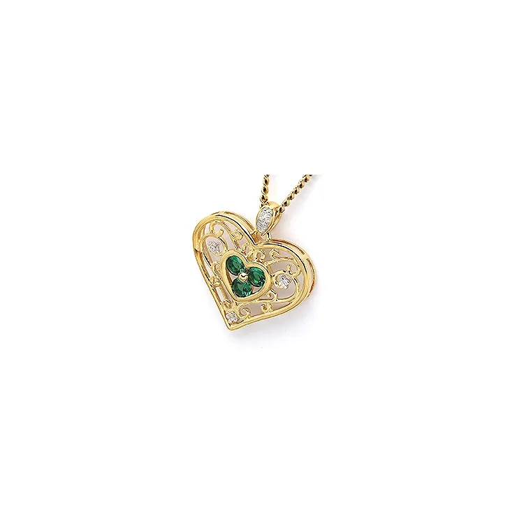 hjerte anheng i 9 karat gull med rhodium