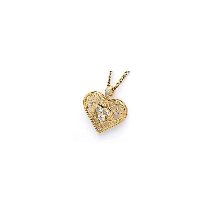 hjerte anheng i 9 karat gull med rhodium