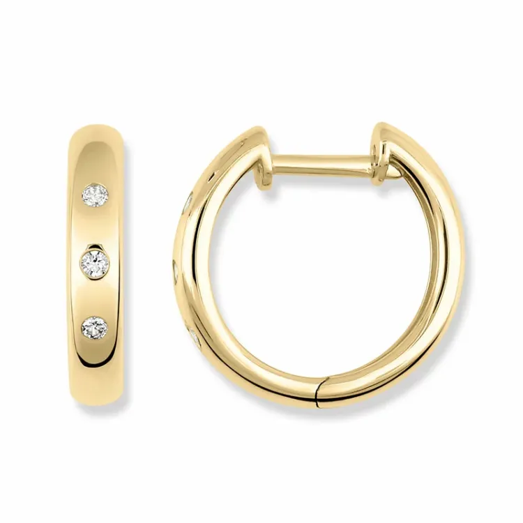 14 mm creol i 9 karat gull med zirkon - Gold Collection