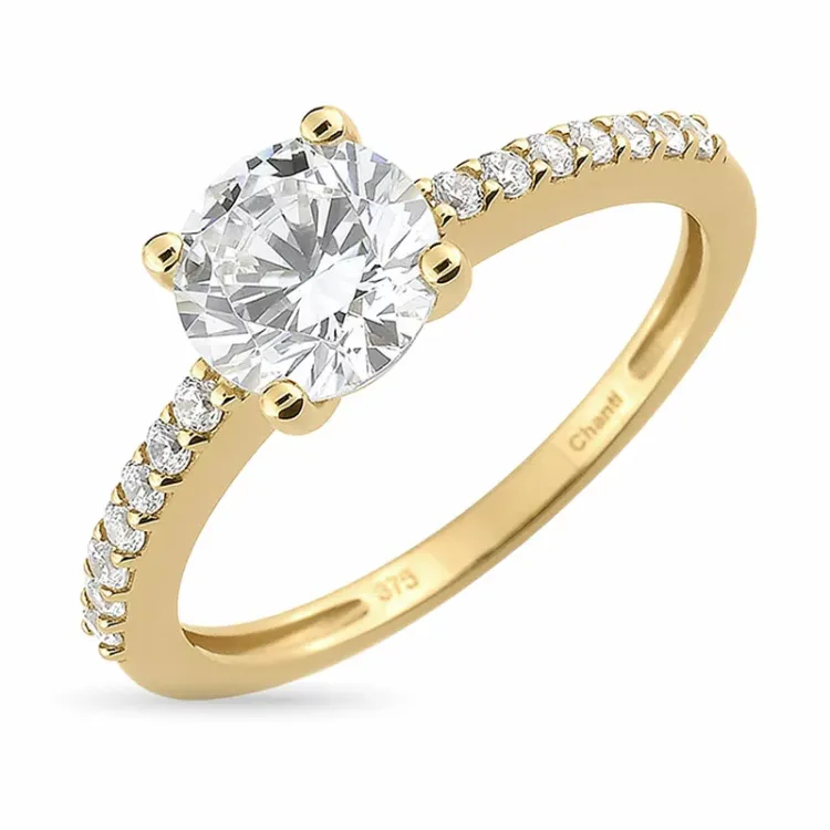 hvit zirkon ring i 9 karat gull - Gold Collection