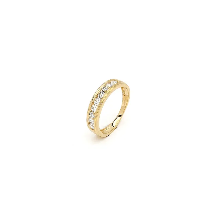 hvit zirkon ring i 9 karat gull