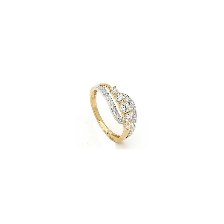 hvit zirkon ring i 9 karat gull med 9 karat hvitt gull