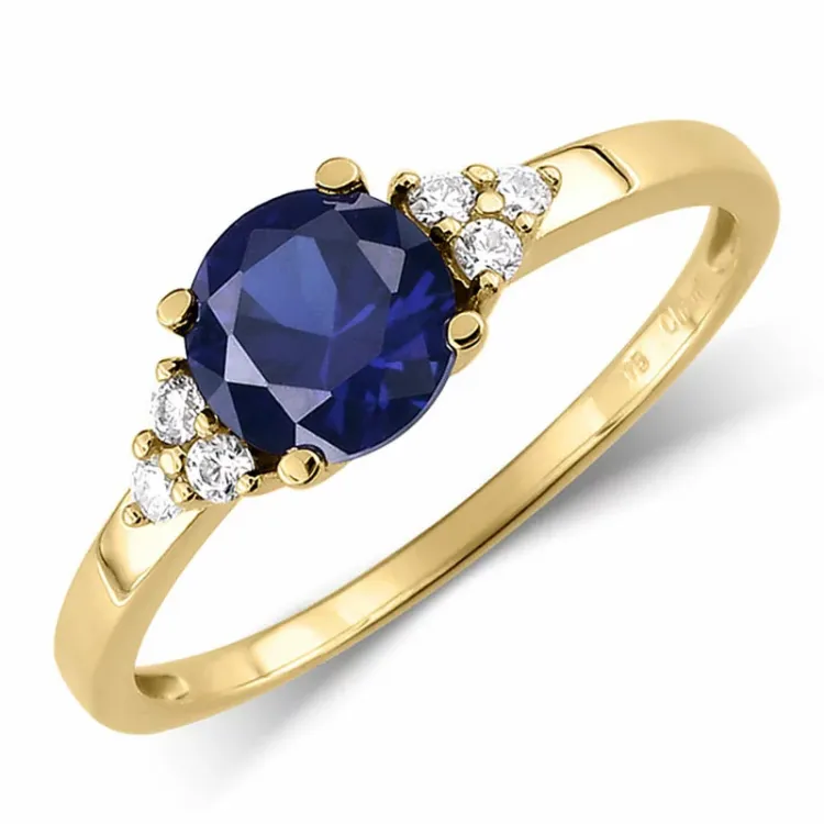 blå syntetisk safir ring i 9 karat gull - Gold Collection