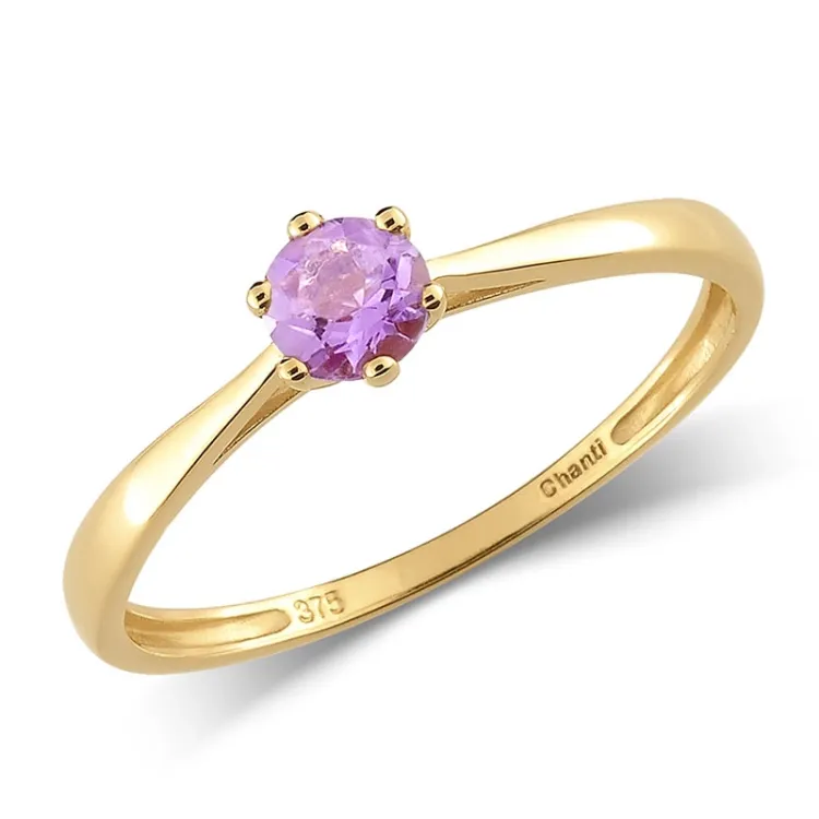 ametyst solitairering i 9 karat gull - Gold Collection