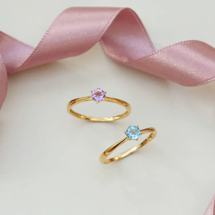 ametyst solitairering i 9 karat gull - Gold Collection