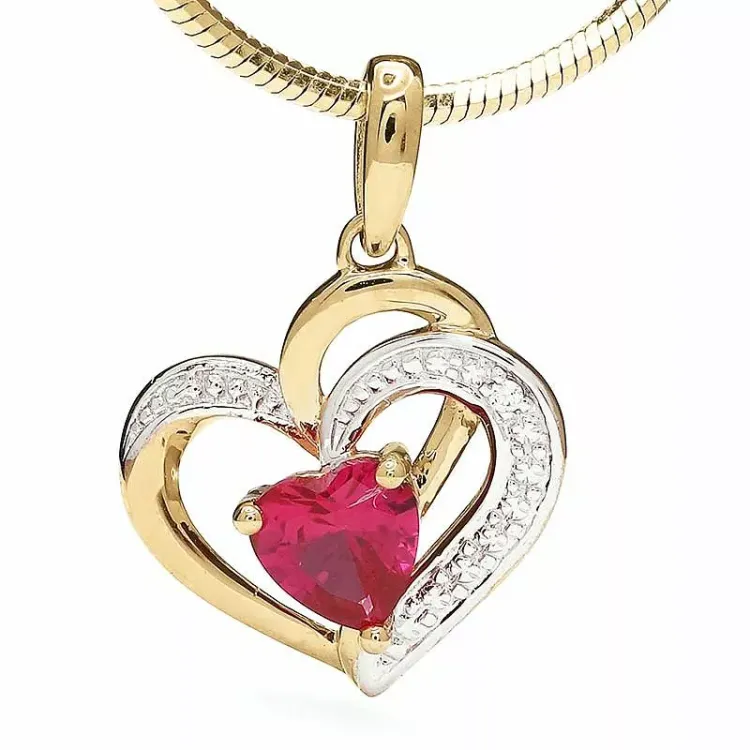 hjerte gull anheng i 9 karat gull med rhodium