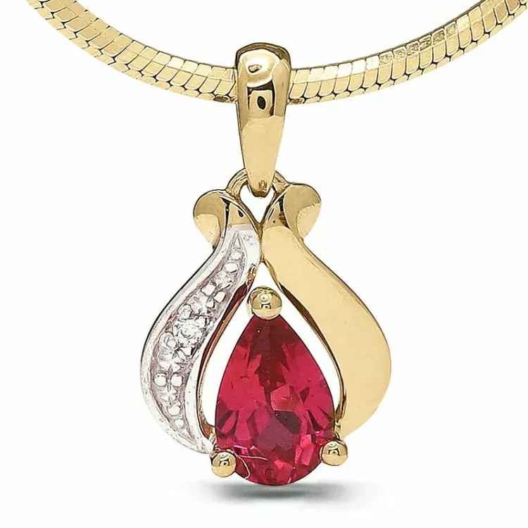 Abstrakt gull anheng i 9 karat gull med rhodium