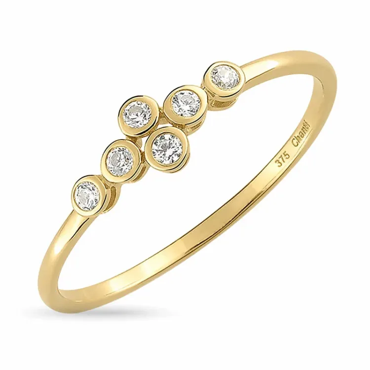 hvit zirkon gullring i 9 karat gull - Gold Collection
