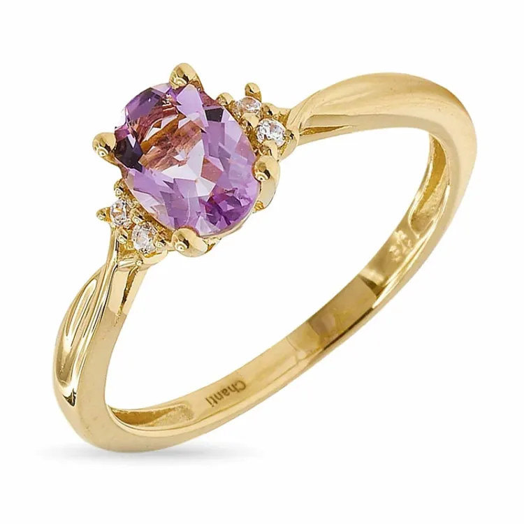 oval ametyst gullring i 9 karat gull - Gold Collection