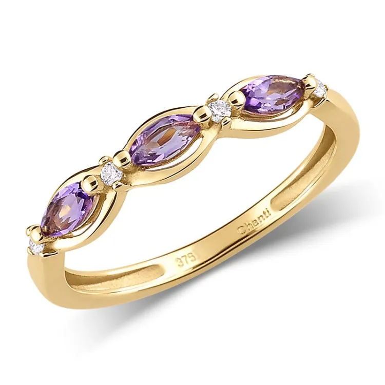 Enkel ametyst ring i 9 karat gull