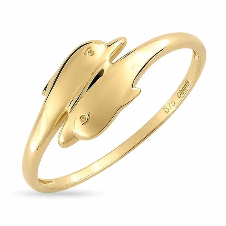 Enkel delfin gull ring i 9 karat gull