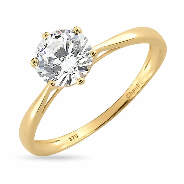 gullringer: solitairering i 9 karat gull - Gold Collection