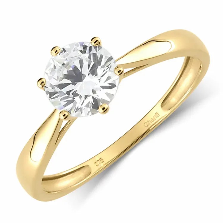 gullring solitairering i 9 karat gull - Gold Collection