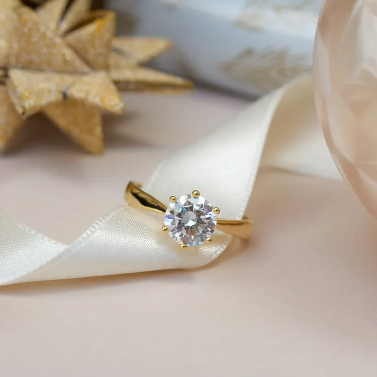 gullring solitairering i 9 karat gull - Gold Collection