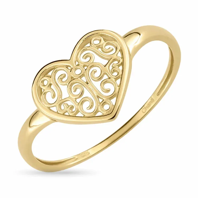 hjerte ring i 9 karat gull - Gold Collection