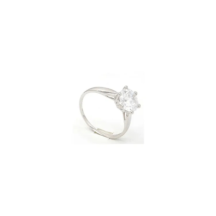 Stor zirkon solitairering i 8 karat hvitt