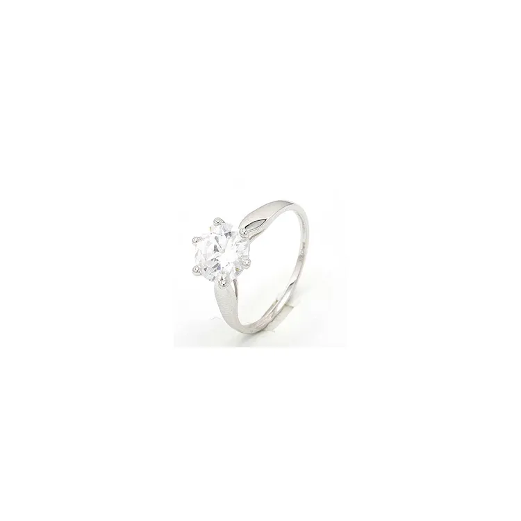 Stor zirkon solitairering i 8 karat hvitt