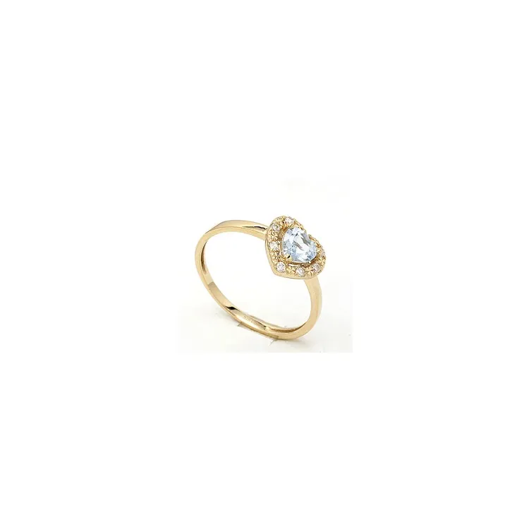 Smal hjerte topas ring i 9 karat gull