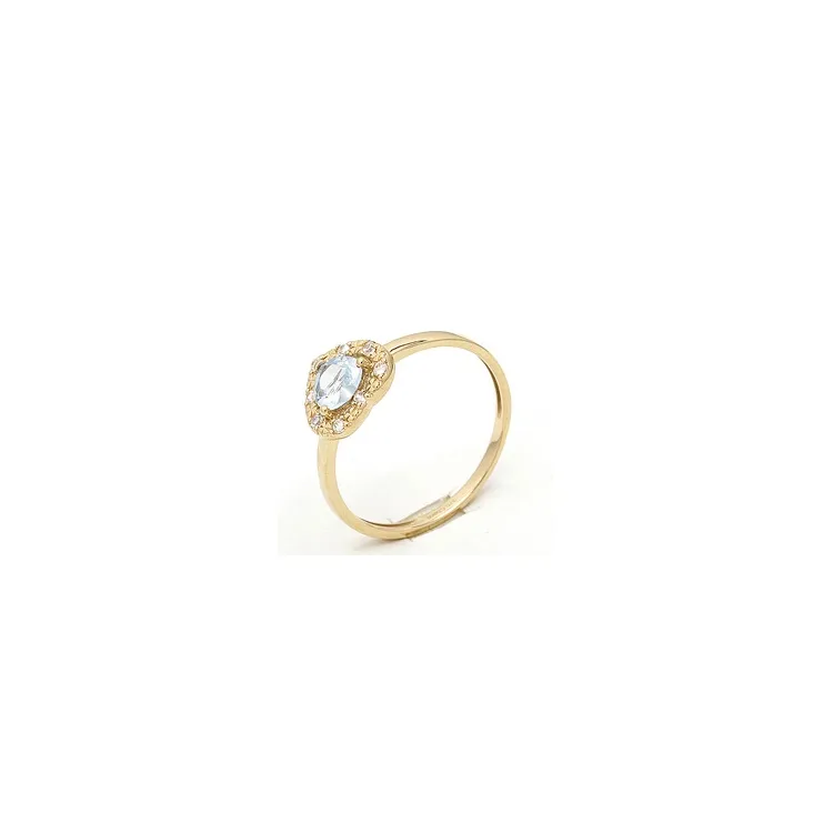 Smal hjerte topas ring i 9 karat gull