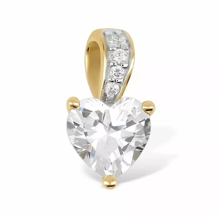 hjerte anheng i 9 karat gull med rhodium