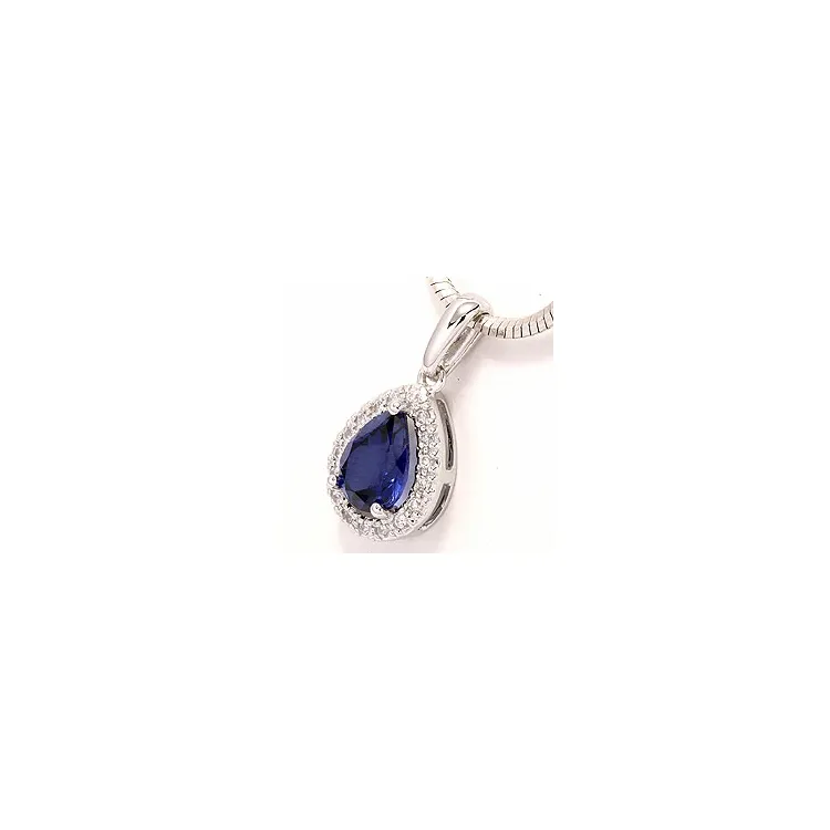 Safir rosettanheng i 9 karat hvitt gull