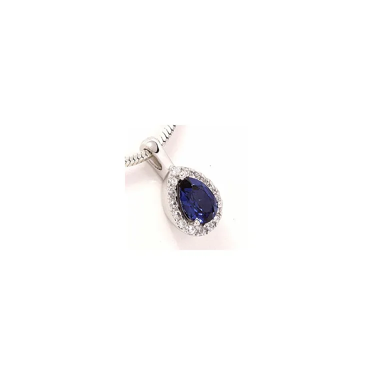 Safir rosettanheng i 9 karat hvitt gull