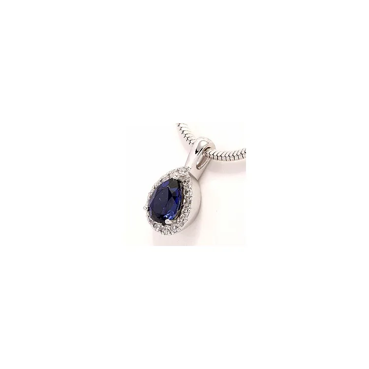 Safir rosettanheng i 9 karat hvitt gull