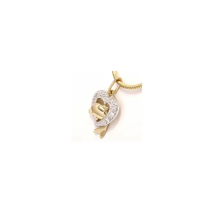 hjerte delfin anheng i 9 karat gull med rhodium