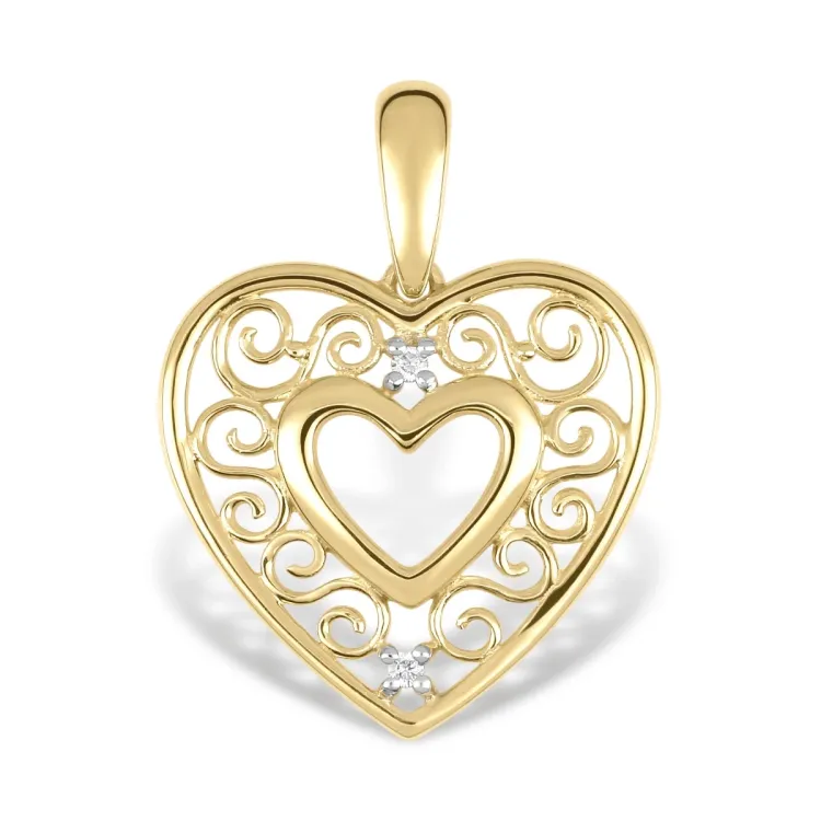 hjerte zirkon anheng i 8 karat med rhodium