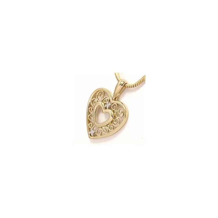 hjerte zirkon anheng i 8 karat med rhodium