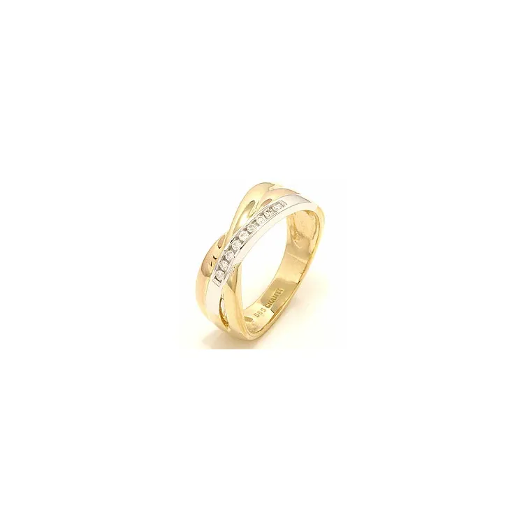 abstrakt diamant ring i 14 karat gult, hvitt og rødt gull 0,09 ct