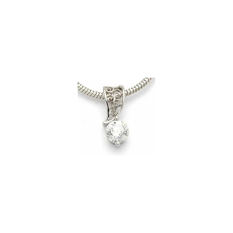 Zirkon anheng i 9 karat hvitt gull