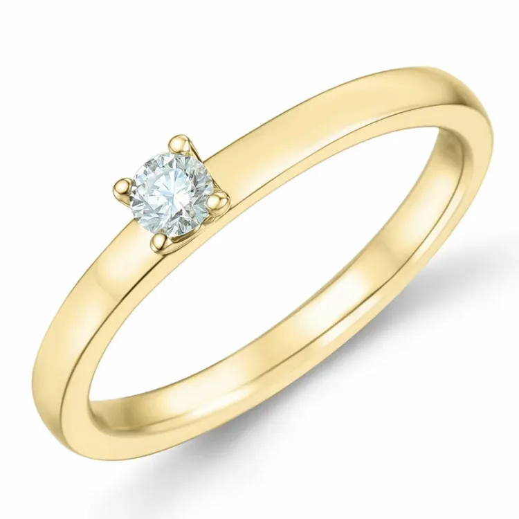 solitairering i 14 karat gull 0,10 ct