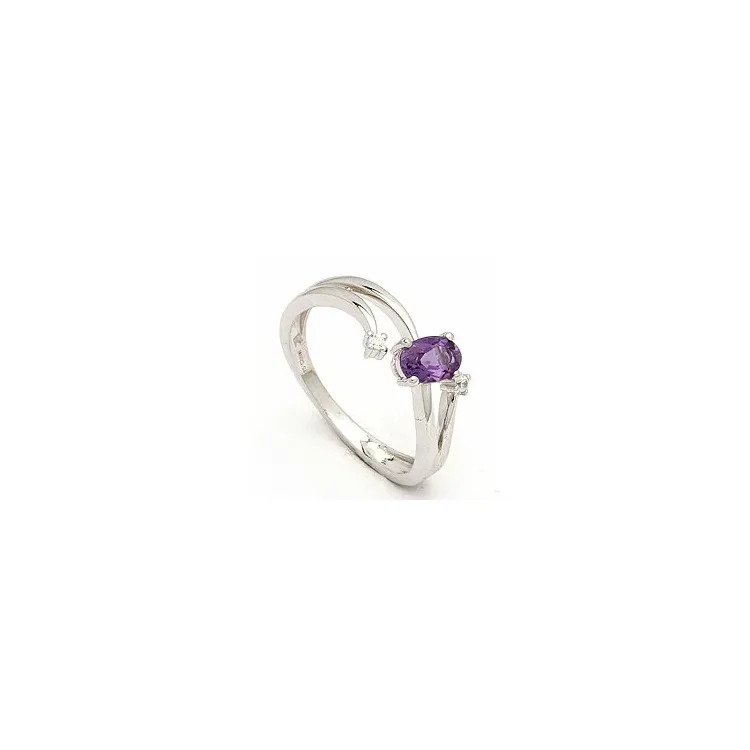 Ametyst ring i 8 karat hvitt
