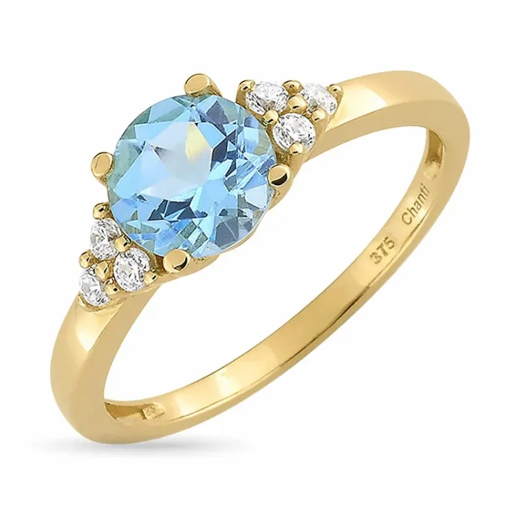 blå topas ring i 9 karat gull - Gold Collection