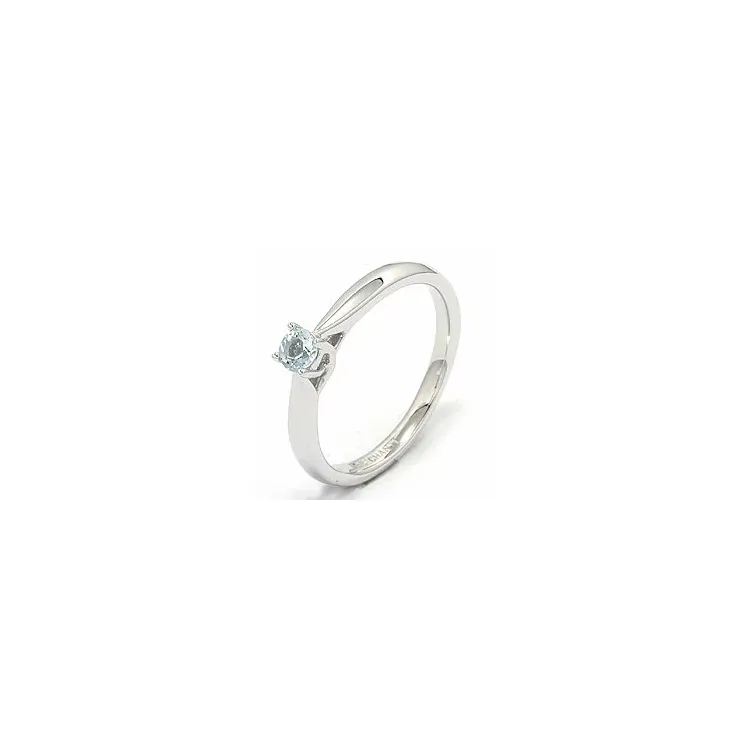 akvamarin ring i 14 karat hvitt gull 0,25 ct