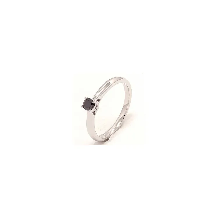 svart diamant ring i 14 karat hvitt gull 0,20 ct