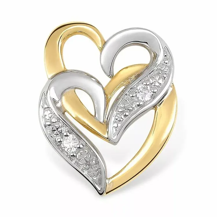hjerte anheng i 9 karat gull med rhodium