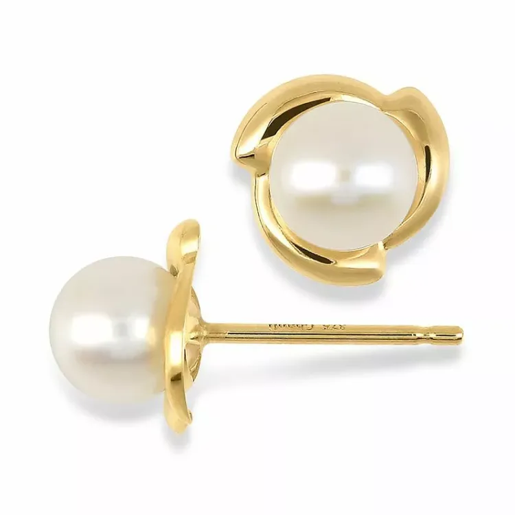 perle øredobber i 9 karat gull med  - Gold Collection