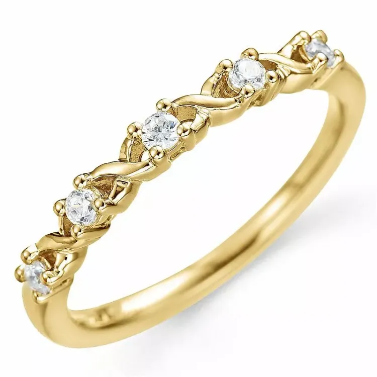 hvit diamant gullring i 14 karat gull 0,14 ct