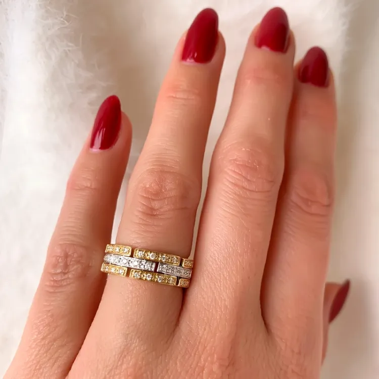 diamant gull ring i 14 karat gull og hvitt gull 0,29 ct