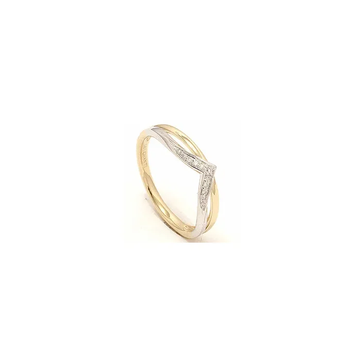gull ring i 14 karat gull og hvitt gull 0,04 ct